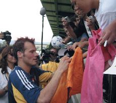 Swedish soccer team training in Miyazaki